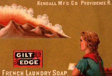 1800s KENDALL SOAPINE GILT EDGE Laundry Soap VICTORIAN Trade Card PROVIDENCE RI