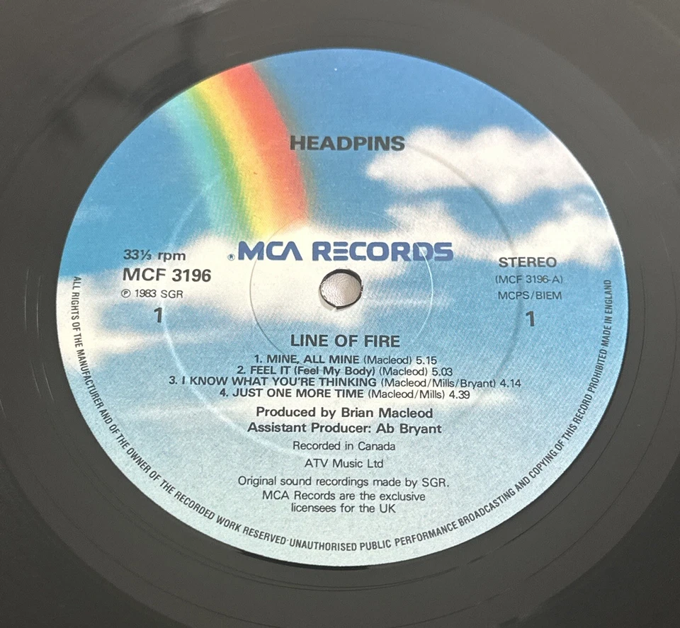 Headpins - Line Of Fire Lp Vinyl Record First Press A1-B1 EX / EX CONDITION - Image 4 of 4