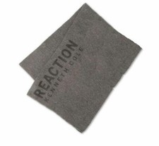 $125 Kenneth Cole Reaction Unisex Men's Gray Classic Logo Scarf Shawl One Size