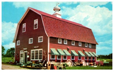 Postcard Chrome era The Hay Loft New and antique gifts Christmas shop 