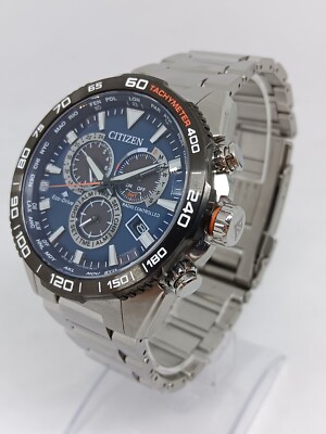 Citizen Eco-Drive CB5034-58L Men's 45mm Stainless Steel Chrono Atomic Watch NWOT