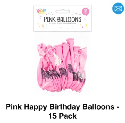 Rosa Happy Birthday Luftballons - 15 Stück