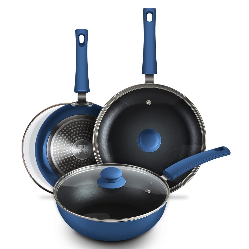 SHINEURI 6-Piece Nonstick Cookware Set with 9.5 and 11-Inch Frying Pans