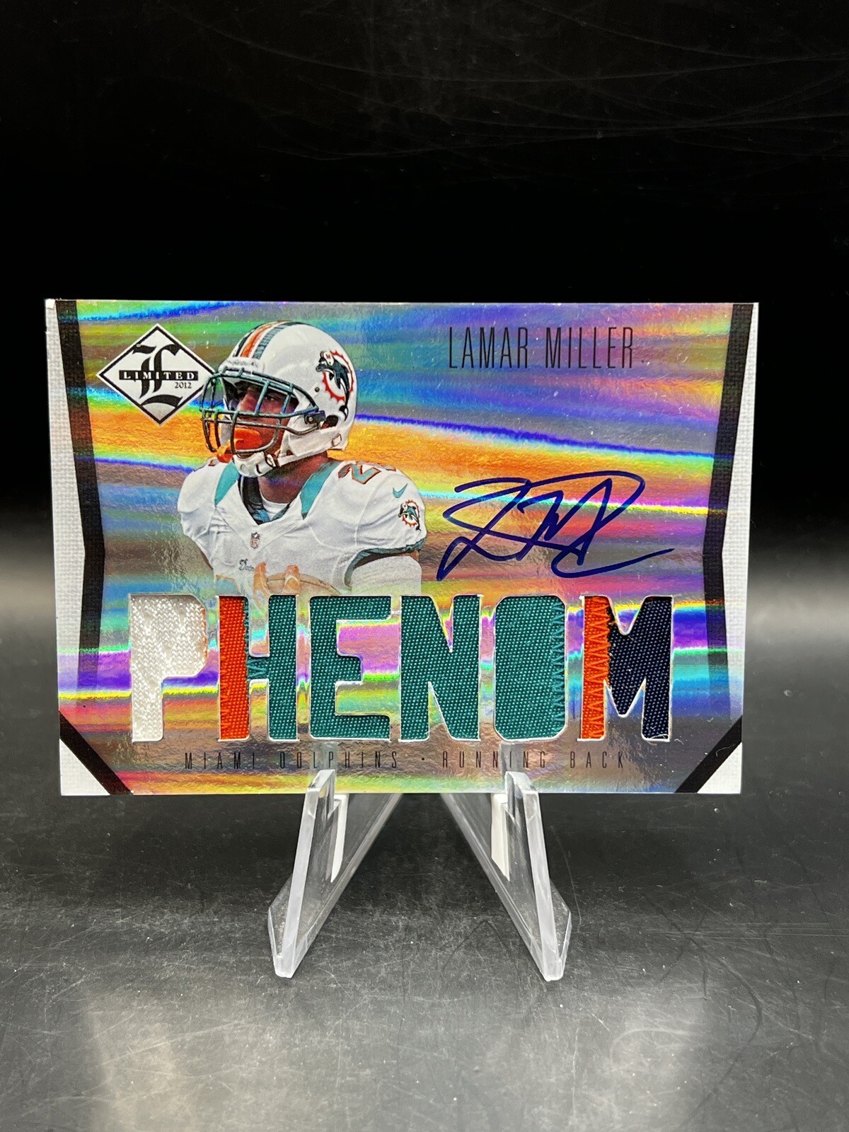 Lamar Miller Panini Limited Material Phenom Autograph #212 Base