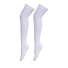 Women Extra Long Thigh High Socks Cotton Over the Knee Socks 1 Pair-White 01