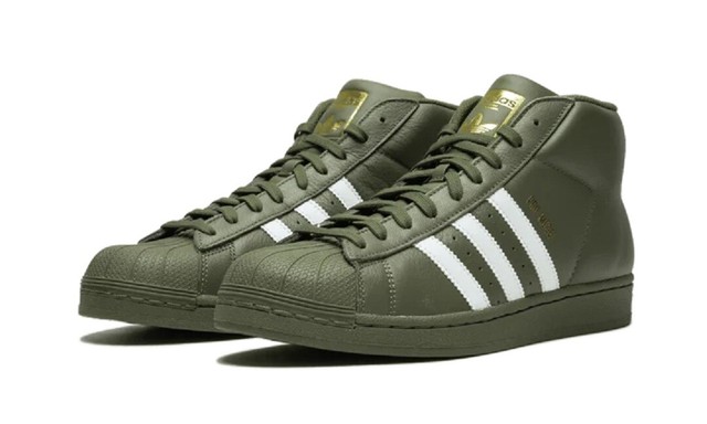 ADIDAS Pro Model Olive Green White 10.5 MN Hi Top Sneaker Shell AC7067 Superstar | eBay