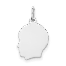14k White Gold Plain Small Facing Left Engravable Boy Charm