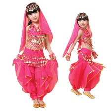 Girls Belly Dance Sequins Costume Set Halloween Carnival Performance Outfit