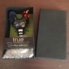 True Art Glass Rooster Bottle Stopper by True Fabrications With Original Box 
