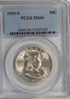 1953-S Franklin Half Dollar : PCGS MS66