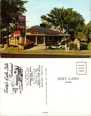 Ervings Castle Falls Restaurant Little Falls, MN Postcard
