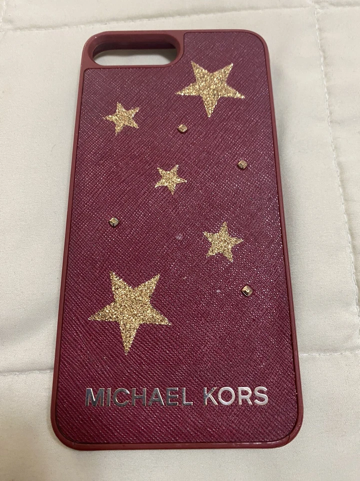 Michael Kors iPhone 8 Case Cherry Red Gold Stars Print Phone Cover - Image 2 of 4