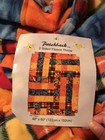 Patchback Blue Orange 2-Sided Fleece Throw Lap Blanket Patchwork Size 48x60
