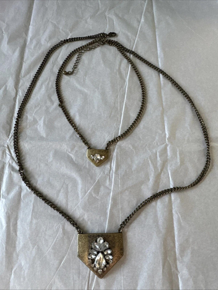 Antiguo collar colgante con pedrería Jules Smith dorado en capas Foto 2 de 4