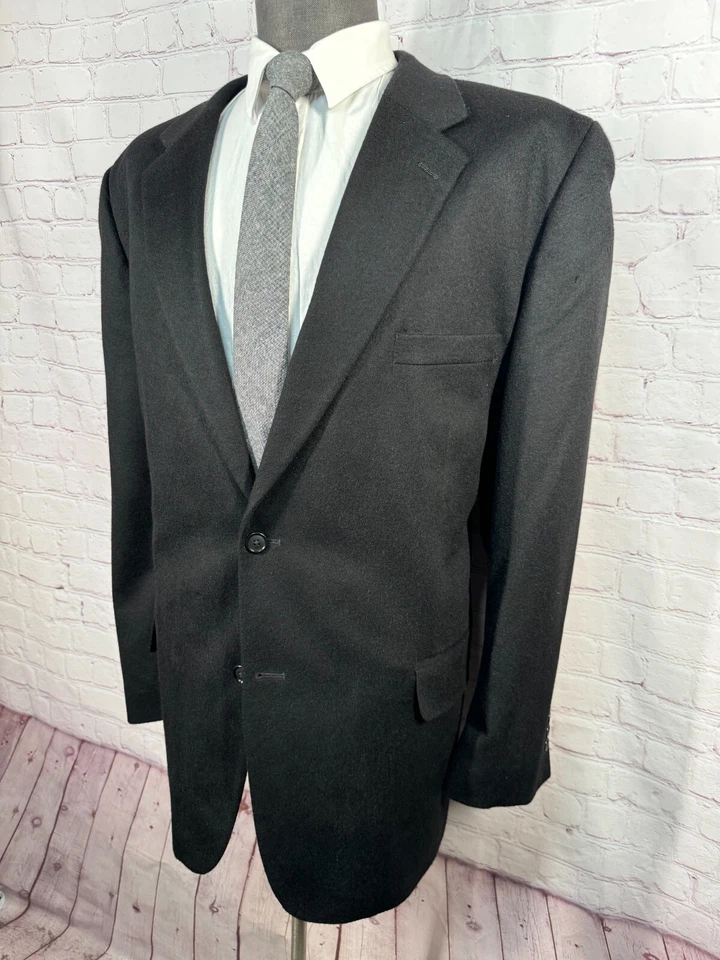 Abrigo Blazer Chaqueta Deportivo CLUB ROOM Para Hombres Negro CACHEMIRA GRANDE Y ALTO AJUSTE REGULAR 48R Foto 2 de 4