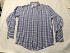 Brooks Brothers Shirt Mens 16.5 34/35 Blue Gingham Classic Fit Dress Non Iron