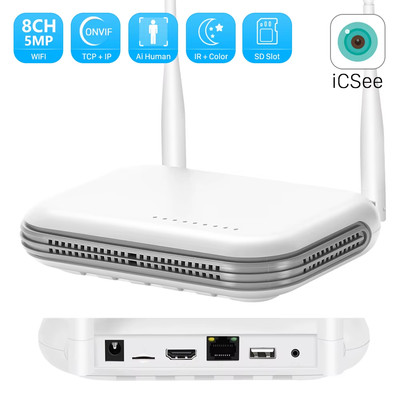 8CH 5MP WiFi NVR Xmeye Wireless Video Recorder TF Card Face Detection