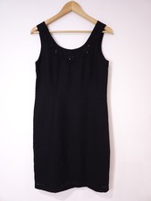Vtg Dorothy Perkins Womens Black Sleeveless Sequin Beaded Pencil Dress Sz 12 