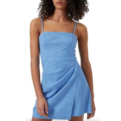 French Connection Elao Whisper Blue Floral Mini Dress Size 4 A-Line Wrap  Skirt | eBay