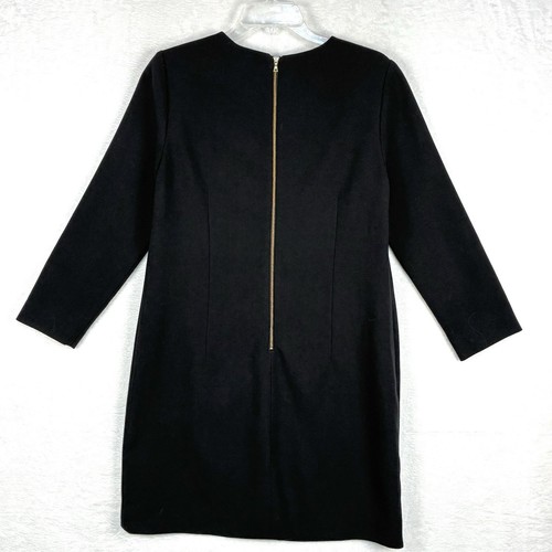 J Crew Mod Overlap Shift Dress Womens 8 Black Preppy Classic Workwear Minimal - Picture 7 of 14