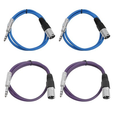 - SATRXL-M2-4 Pack of 2 Foot 1/4 Inch TRS to XLR Male Patch Cables - Balanced...