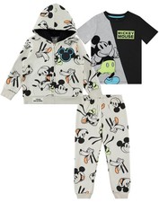 Disney Kids 3 Piece Hoodie, T-Shirt  Legging Set Mickey Mouse/Pluto Black, 2T 