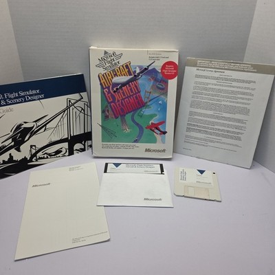 Microsoft Flight Simulator V1 Aircraft Scenery Designer DOS Sys 1990 VTG OB EUC