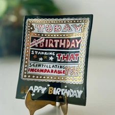 Vintage MCM House Glass Trinket Tray “Happy Birthday”