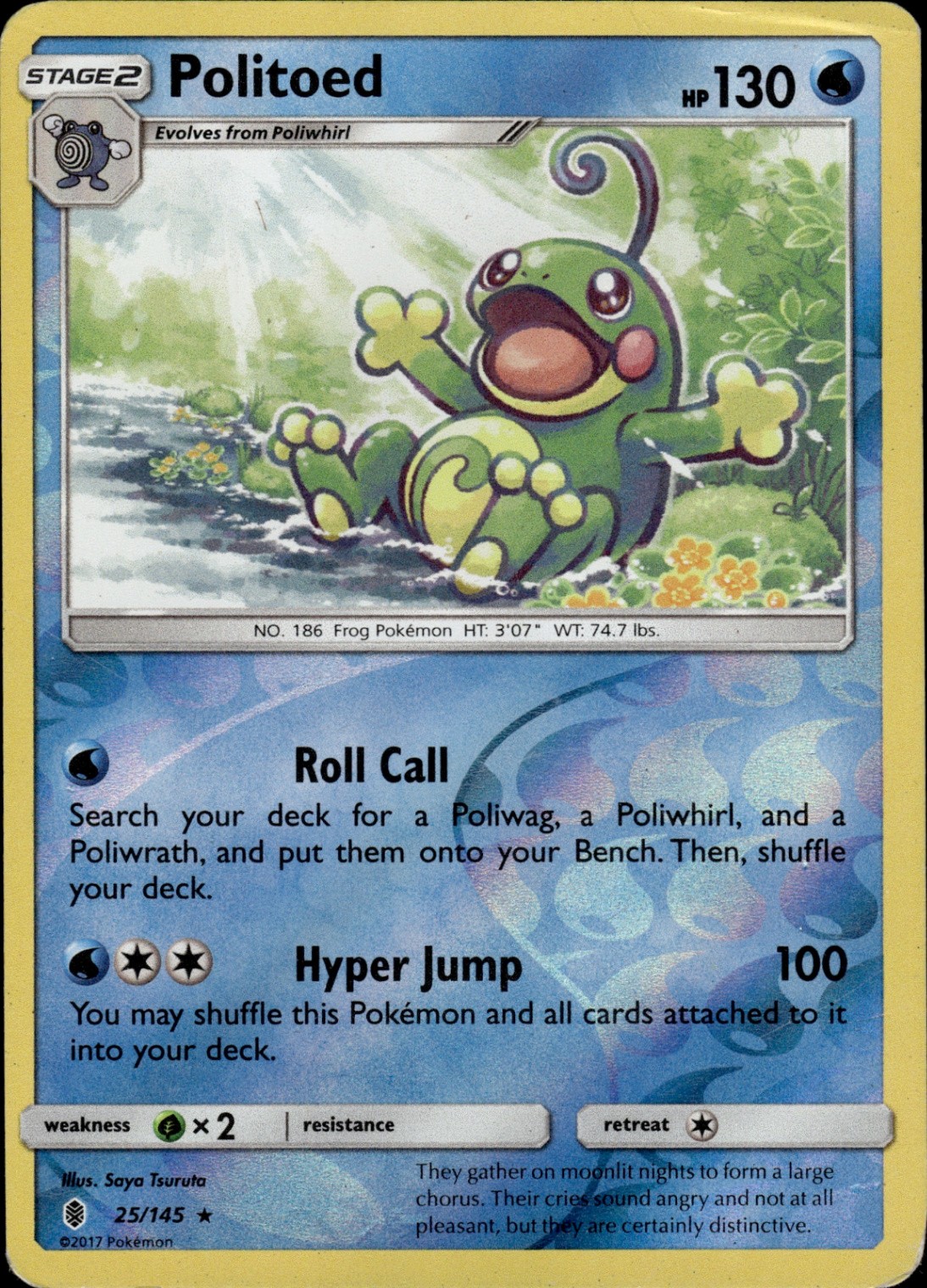 Pokemon TCG Reverse Holo Politoed SM - Guardians Rising 25/145