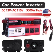 5000W Car Power Inverter DC 12V To AC 110V Pure Sine Wave Solar Converter USA