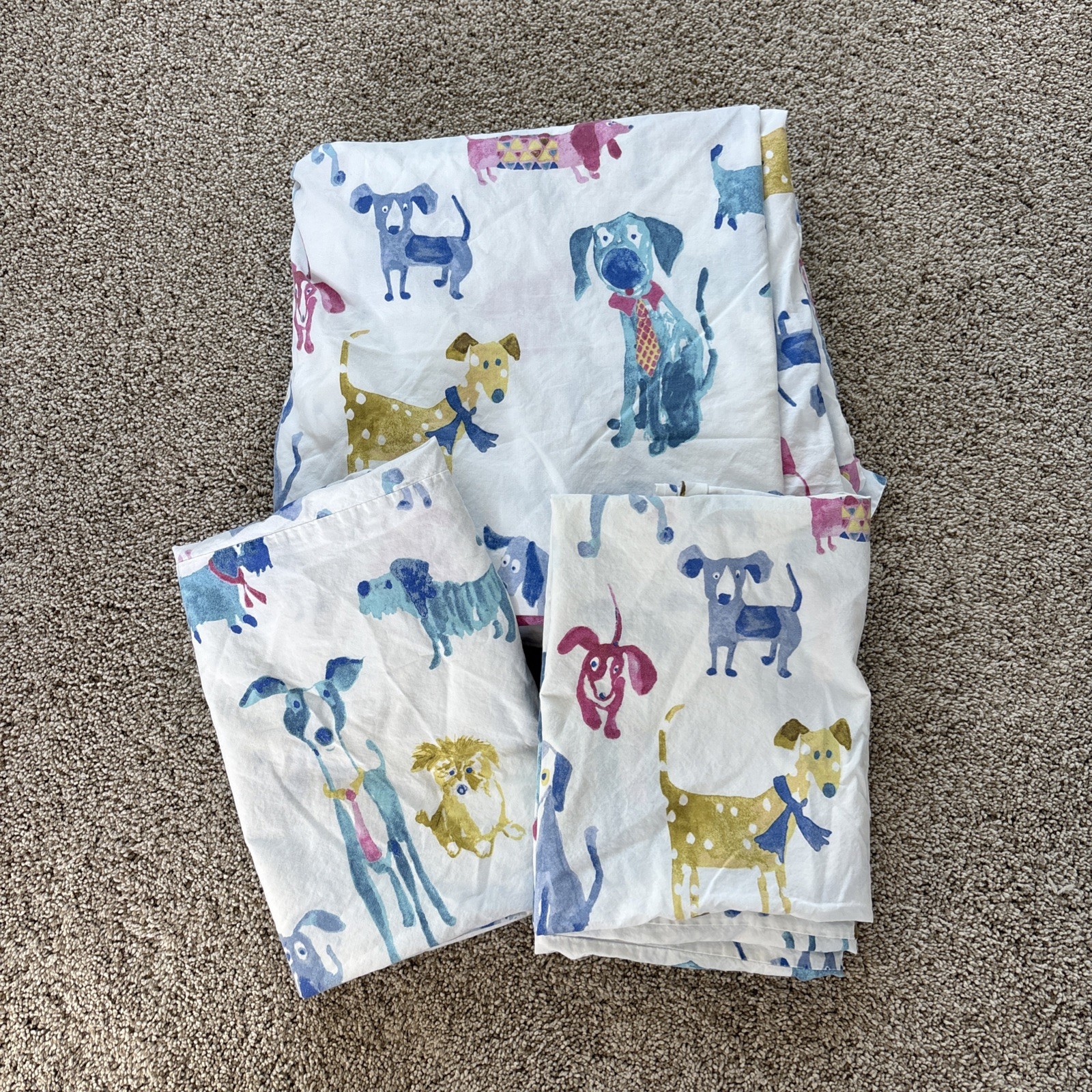 The Company Store Dog Print King Flat Sheet & Standard Pillowcase Cotton