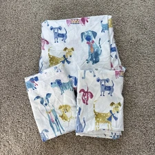 The Company Store Dog Print King Flat Sheet & Standard Pillowcase Cotton