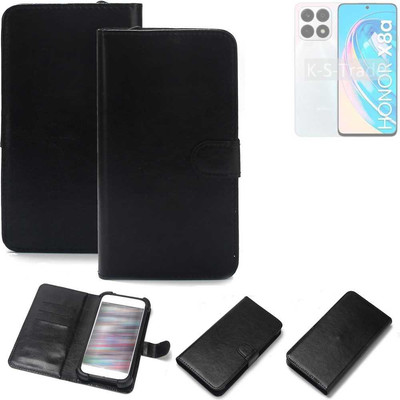 Schutz Hülle für Honor X8a 5G Wallet Case + Bumper schwarz Flipstyle Tasche Bo