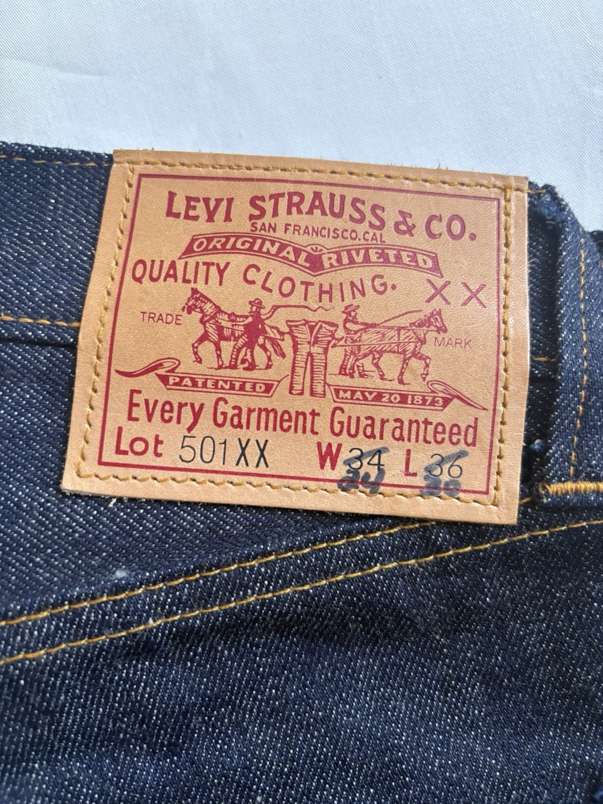 VTG Sample Levi’s 501 Leather Patch Hidden Rivets… - image 7