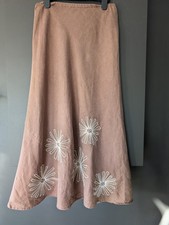 Boden Womens Skirt Size 12 Brown Floral Midi Length Linen Casual Summer Holiday