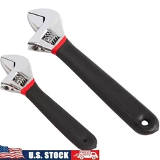 2-Piece Adjustable Wrench Set Comfort Grip Durable Steel Home Auto Repair Tools