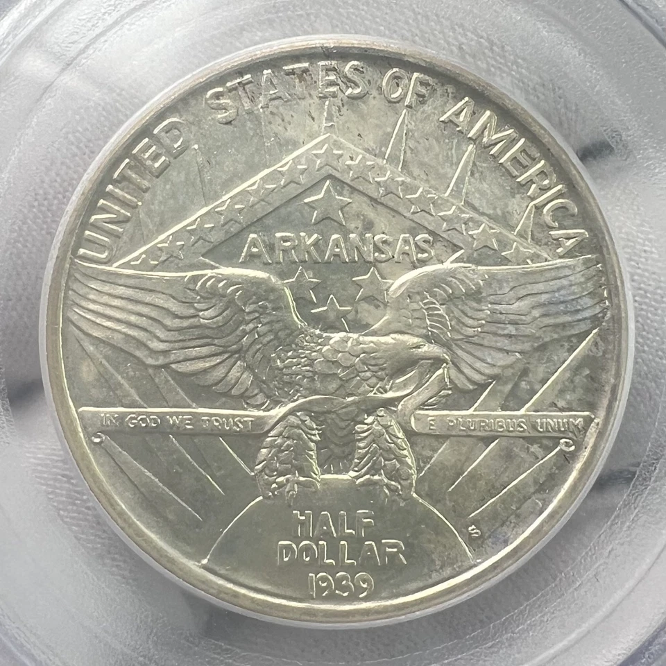 1939-S Arkansas Centennial Commemorative 50C Half Dollar PCGS MS63 Silver Coin - Image 4 of 4