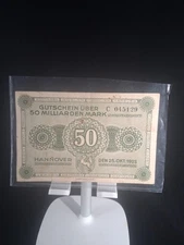 1923 GERMANY HANNOVER 50 BILION MARK VOUCHER