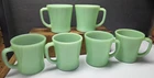 VINTAGE SET JADEITE JADITE FIRE KING D HANDLE COFFEE MUGS SIGNED SET OF 6