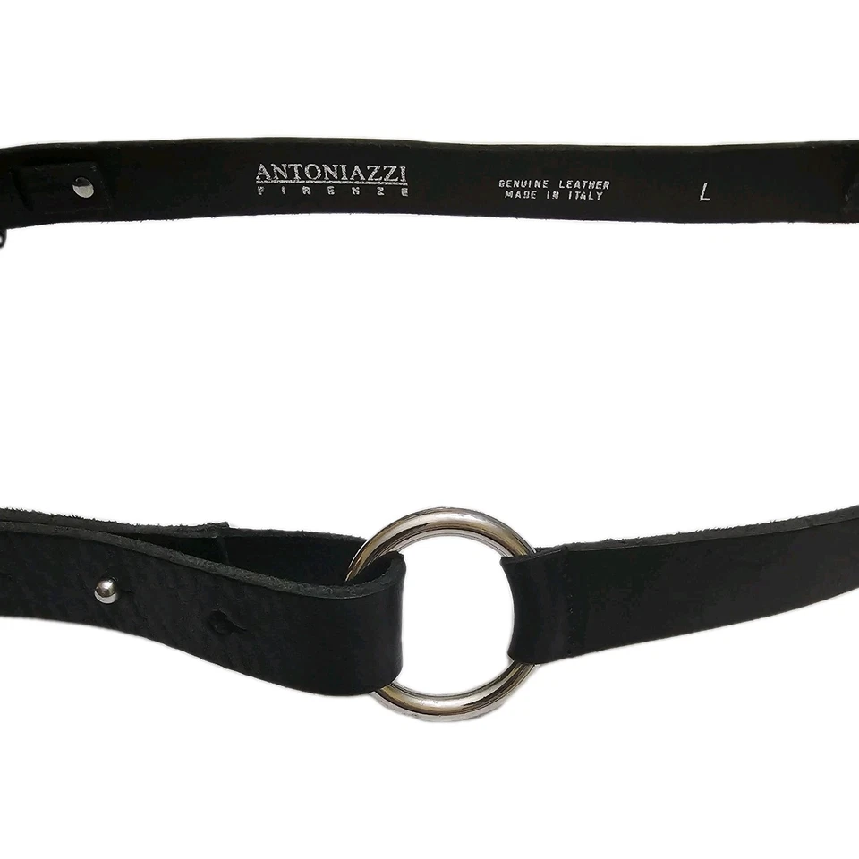 Винтажный итальянский кожаный ремень Antoniazzi L серебристый с заклепками деталь богемное цыганское искусство - Изображение 4 из 4