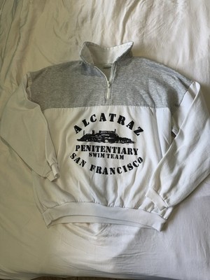 Vintage Alcatraz Penitentiary Swim Team 1/4 Zip Sweatshirt XL San Francisco
