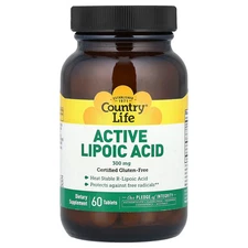 Country Life Active Lipoic Acid 300 mg 60 Tablets Gluten-Free, GMP Quality
