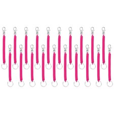 20Pcs Retractable Coil Springs Keychain Spiral Cord Coil Keychain Rose Red