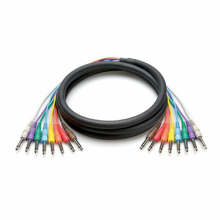 Hosa CPP-801 8-Way 1/4"" TS Jack To 1/4"" TS Jack Unbalanced Snake Cable (1m)