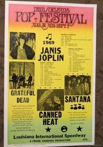 VINTAGE NEW ORLEANS 60s MUSIC POP FESTIVAL POSTER ART 1969 GRATEFUL DEAD JANIS