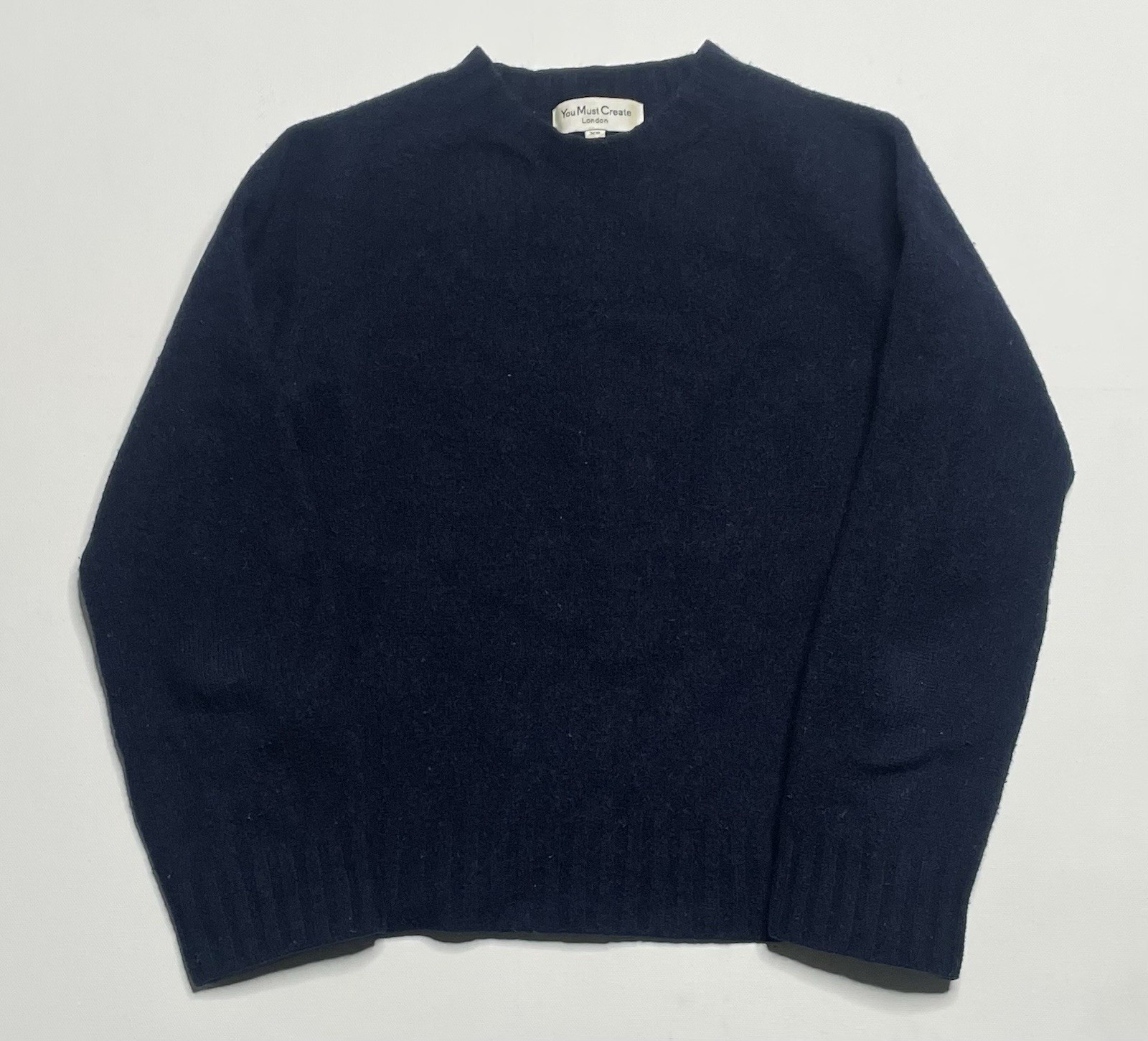 You Must Create Navy Blue Lambswool Ingrid Knit Sweater Women XS