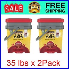  2Pail Purina Tidy Cats 24/7 Clumping Cat Litter, Low Dust, Deodorizing, 35 lb