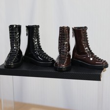 1/4 1/3 Square Toe Lace-Up Patent Boots Glossy Finish Ankle Boots Fit BJD Doll