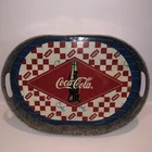 Vintage Retro Drive In Style Coca Cola Oval shaped Metal Serving tray