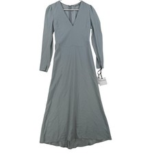 RED Valentino Dress Womens 38 Blue V Neck Long Sleeve Maxi A Line Formal Gown